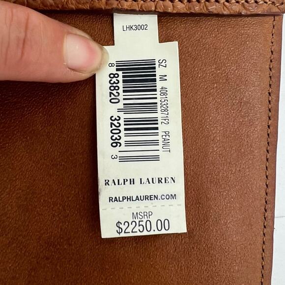 Ralph Lauren Womens Crocodile Brown Belt with Wicker Detail MSRP $2250 Size Med - Picture 13 of 15